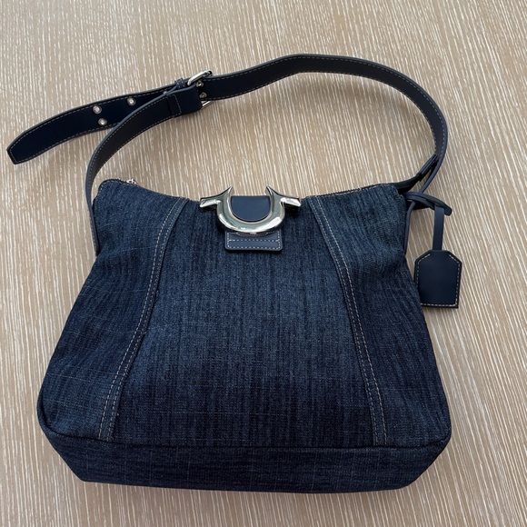 True Religion Horseshoe Dark Blue Denim Hobo Shoulder Women's Bag - Picture 2 of 16